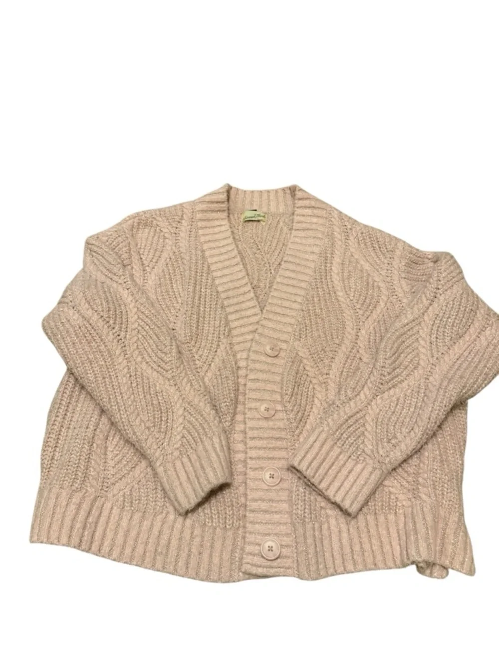Universal Thread Cozy Cable-Knit Button Cardigan Sweater - Blush Size XL